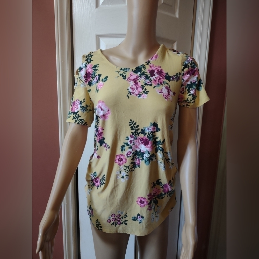 Derek Heart maternity women's size small open sleeve scrunched sides blouse top